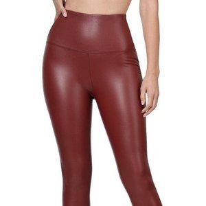 HIGH RISE FAUX LEATHER LEGGINGS - Dk Rust